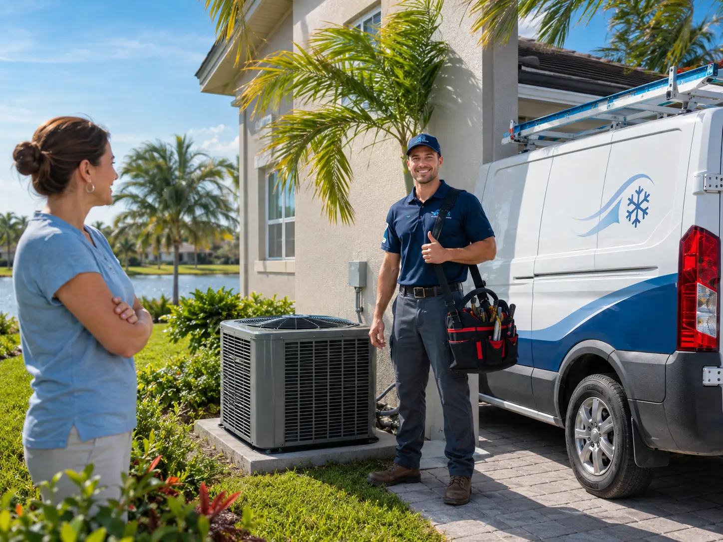 Air conditioning service visit at a Florida home